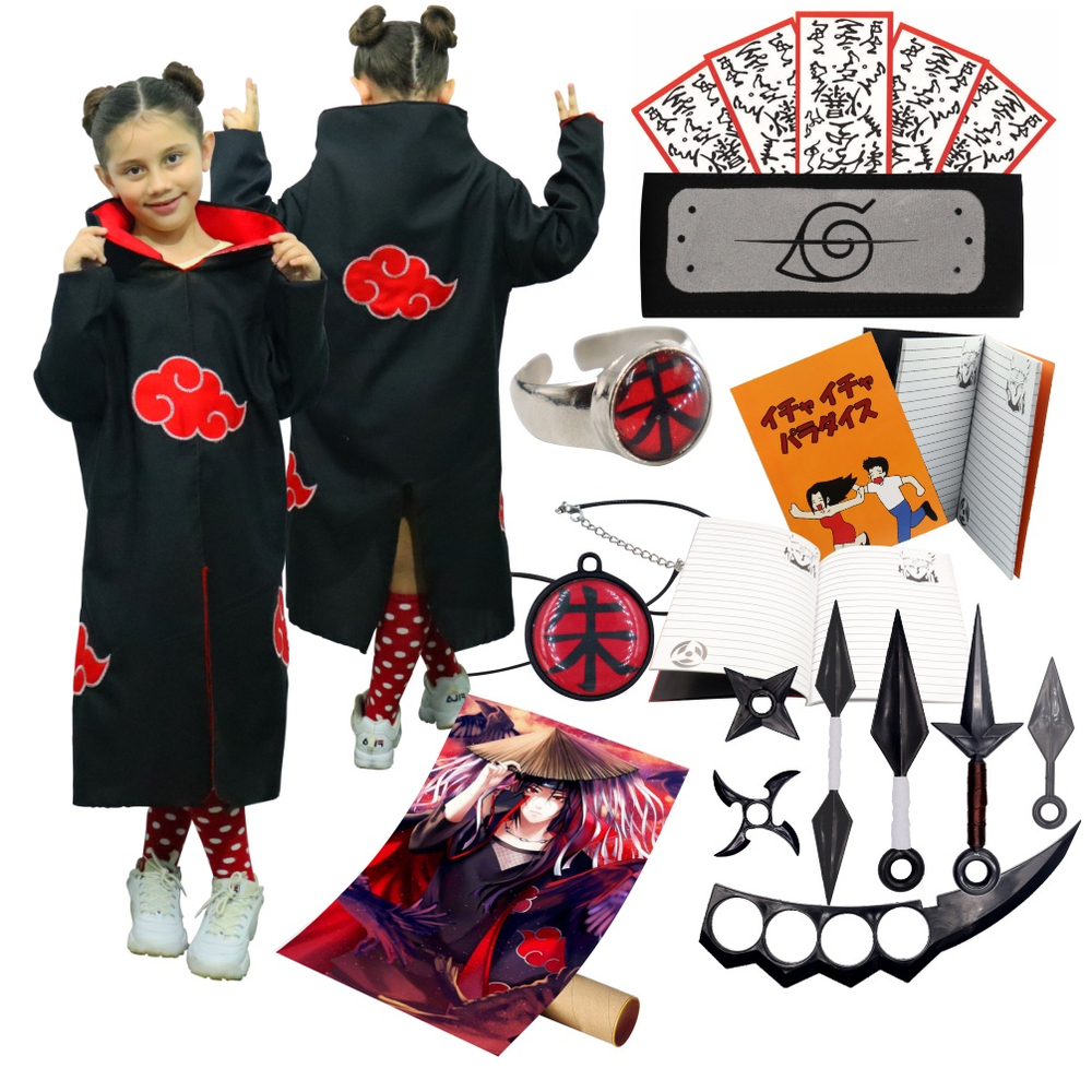 Anel Cosplay Itachi Akatsuki Naruto Regulável Vermelho