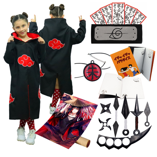 Kit Capa Akatsuki Bandana Colar Tsunade Kunai + Anel