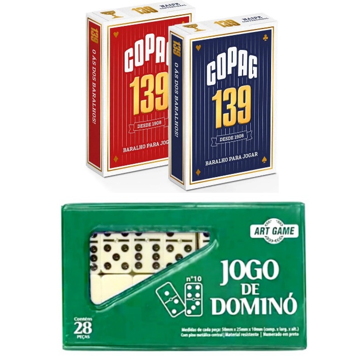 Kit 3 Jogos De Mesa Dominó + Uno + 2 Baralhos Cartas Truco