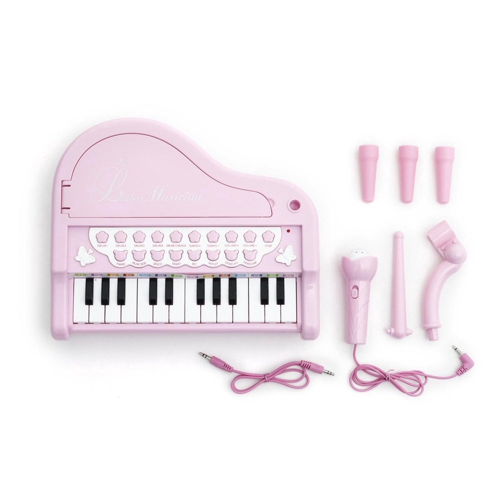 Piano Infantil Rosa Menina Musical Microfone Teclado em Promoção