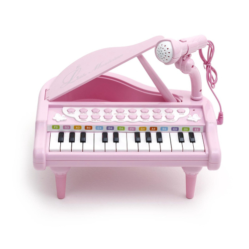 Teclado Infantil Rosa Com Microfone - Musical Resistente - Escorrega o Preço