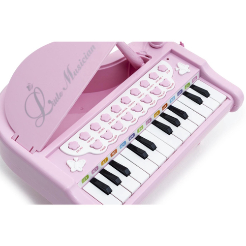 Teclado Infantil Rosa Com Microfone - Musical Resistente - Escorrega o Preço