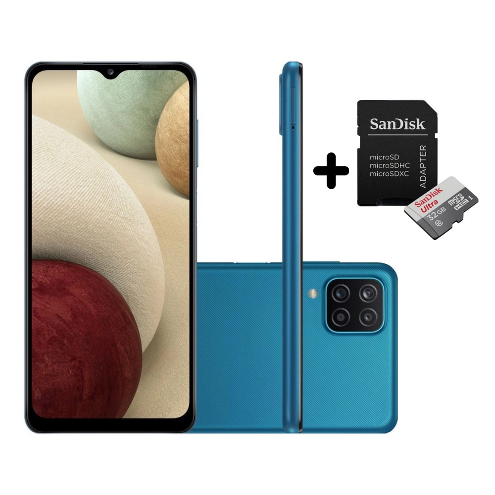 Kit Smartphone Samsung Galaxy A12 64GB 4GB ram 4G Wi-Fi Tela 6.5'' Azul ...
