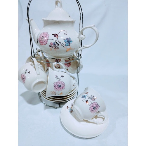 Conjunto de xícaras e bule de porcelana para chá ou café 15 peças