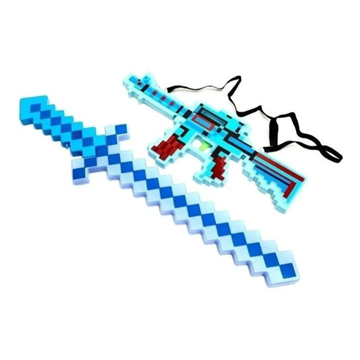 Espadinha Minecraft De Diamante - 47cm Com Som E Luz na Americanas