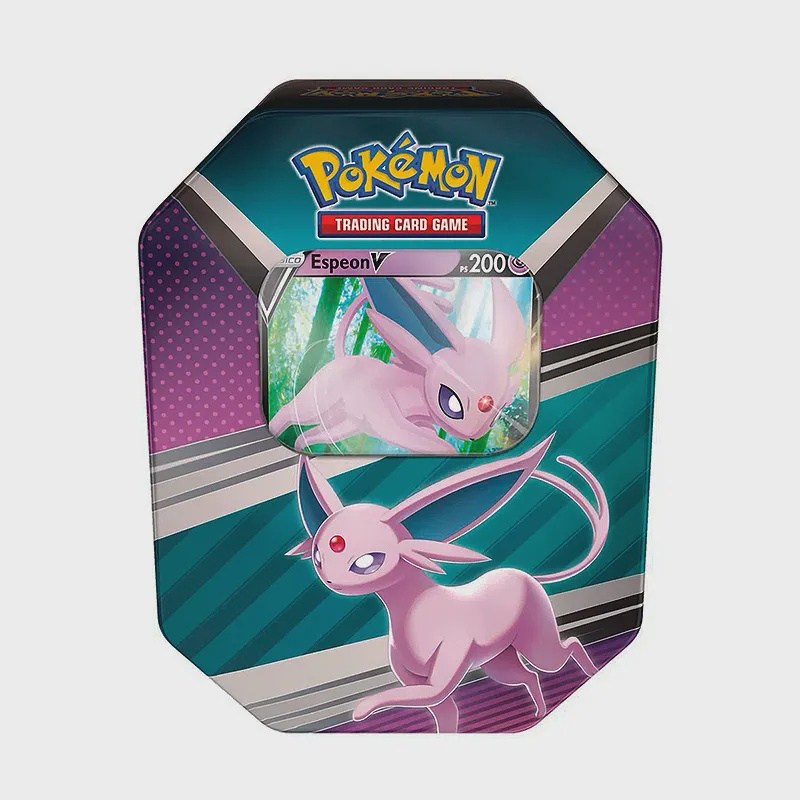 Lata Evoluções de Eevee Herois Espeon V Pokemon TCG Original Copag