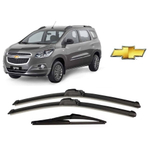 Kit 3 Palhetas Limpador de Parabrisa Dianteiro + Traseiro Chevrolet Spin ano 2012 em Diante