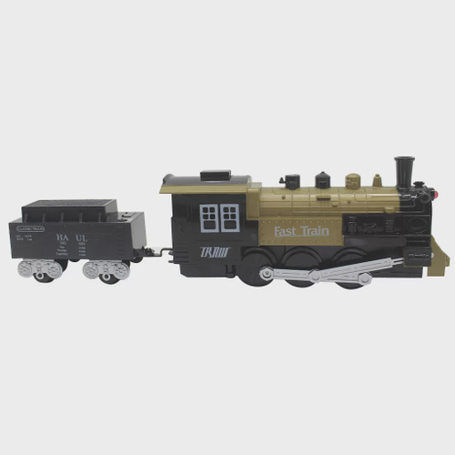 Trem De Brinquedo Com Fumaça Movendo-se No Modelo Ferroviário. Foto de  Stock - Imagem de frete, preto: 253724298