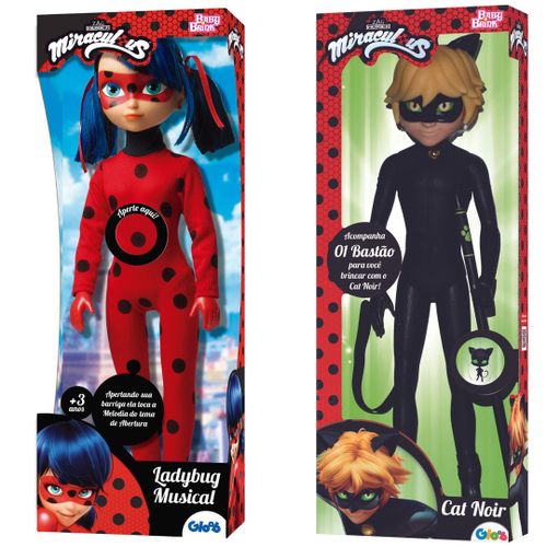 Kit Bonecos Articulados Cat Noir/ Miraculous Ladybug Musical