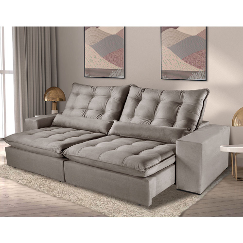 Sofá 4 Lugares Retrátil e Reclinável 2,50m Luana Suede Móveis Mix em  Promoção na Americanas