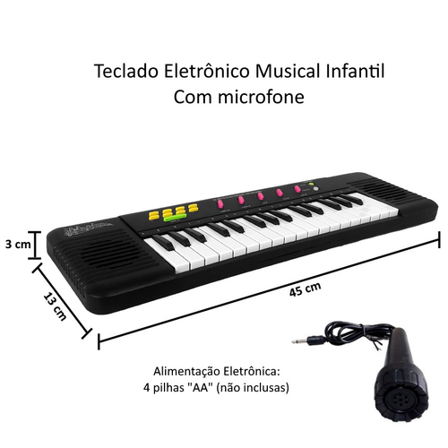 Mini Teclado Infantil Piano 32 Teclas Musical Karaokê e Microfone Crianças  Aprender a Tocar a Pilha no Shoptime