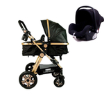 Kit 3Em1 Carrinho de Bebê 4 Rodas + Bebê Conforto Preto