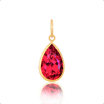 Pingente Ouro 18K Gota Zircônia 8Mm Vermelho Rubi