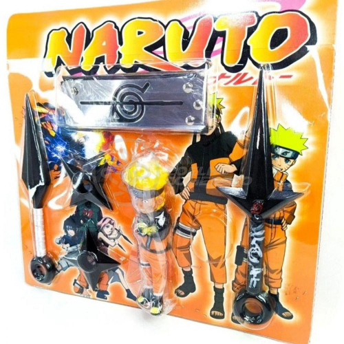 Kit Naruto Shippuden - Boneco Naruto + Kunai + Bandana Infantil