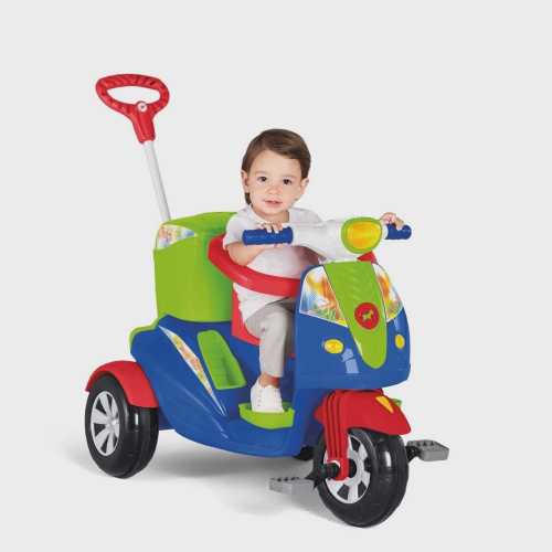 Triciclo Baby City Moto Infantil Menino Com Pedal Empurrador em Promoção na  Americanas