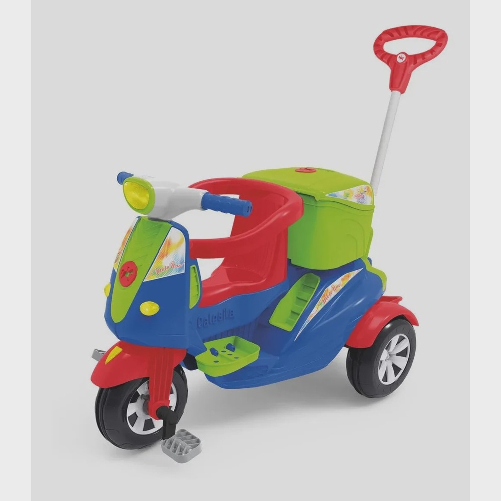 Triciclo Infantil Calesita Moto Uno - 2 em 1 - Pedal e Passeio com