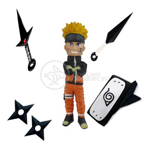 Kit Completo do Naruto Aldeia da Folha Vem Com Kunai Shuriken Bandana e Um  Boneco do Naruto no Shoptime