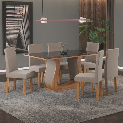 Conjunto Sala de Jantar 6 Cadeiras Kate Siena Moveis