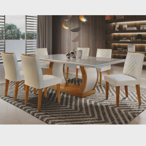 Conjunto Sala de Jantar Lara 6 Cadeiras Berlim Rufato