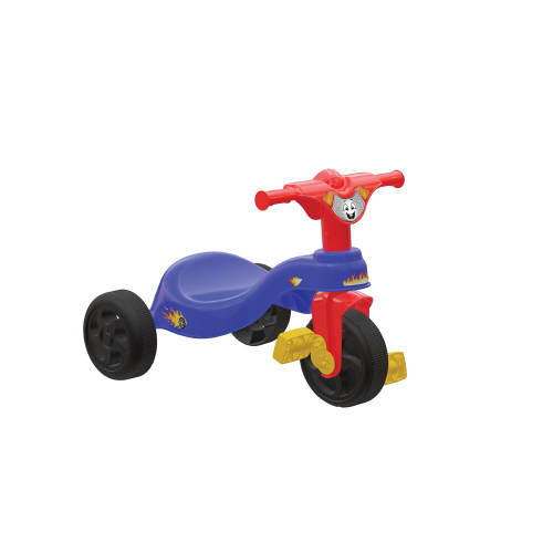 Triciclo Infantil Com Empurrador Pedal Cesta Azul Motoca