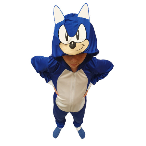 Fantasia Sonic Azul Infantil Cosplay Halloween Dry em Promoção na