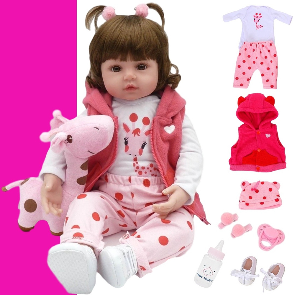 Boneca Reborn Bebe Reborn Menina 100% Silicone New Happy - Boneca