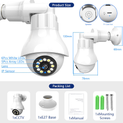 Menor preço em Tnnian 4MP E27 cctv Lâmpada Sem Fio V380 Waterpoof Humanoid Auto Tracking 360 wifi ptz Ao Ar Livre Câmera ip Visão Colorida Noite De Segurança-2MP Cam + 64g