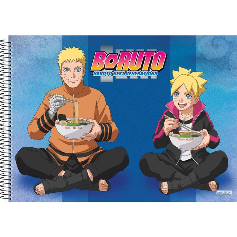 4 Caderno Boruto Naruto Brochurão + Brinde Escolar Capa Dura