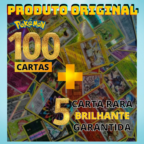 100 Cartas Pokemon Original Sem Repetições + brinde de 05 Cartas Brilhantes  em Promoção na Americanas