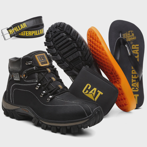 Bota Masculina Caterpillar em Couro Legítimo 2160 com Biqueira Costurada  Promoção