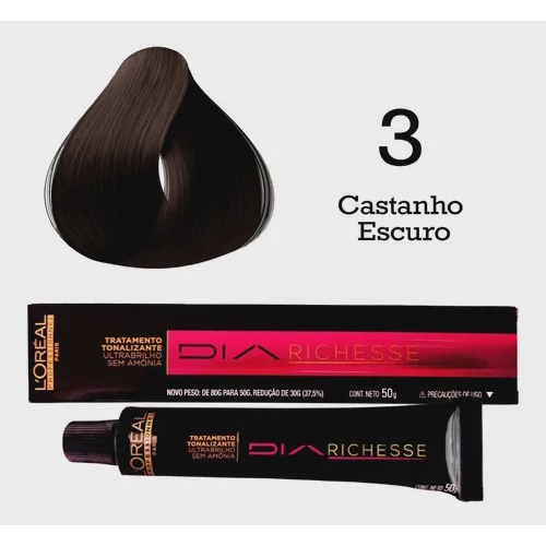 Tonalizante Diarichesse 3 Castanho Escuro L'oréal Professionnel Paris 50G -  Supermercado Rede Dos Cosmeticos - Compre Online em Brasília/DF