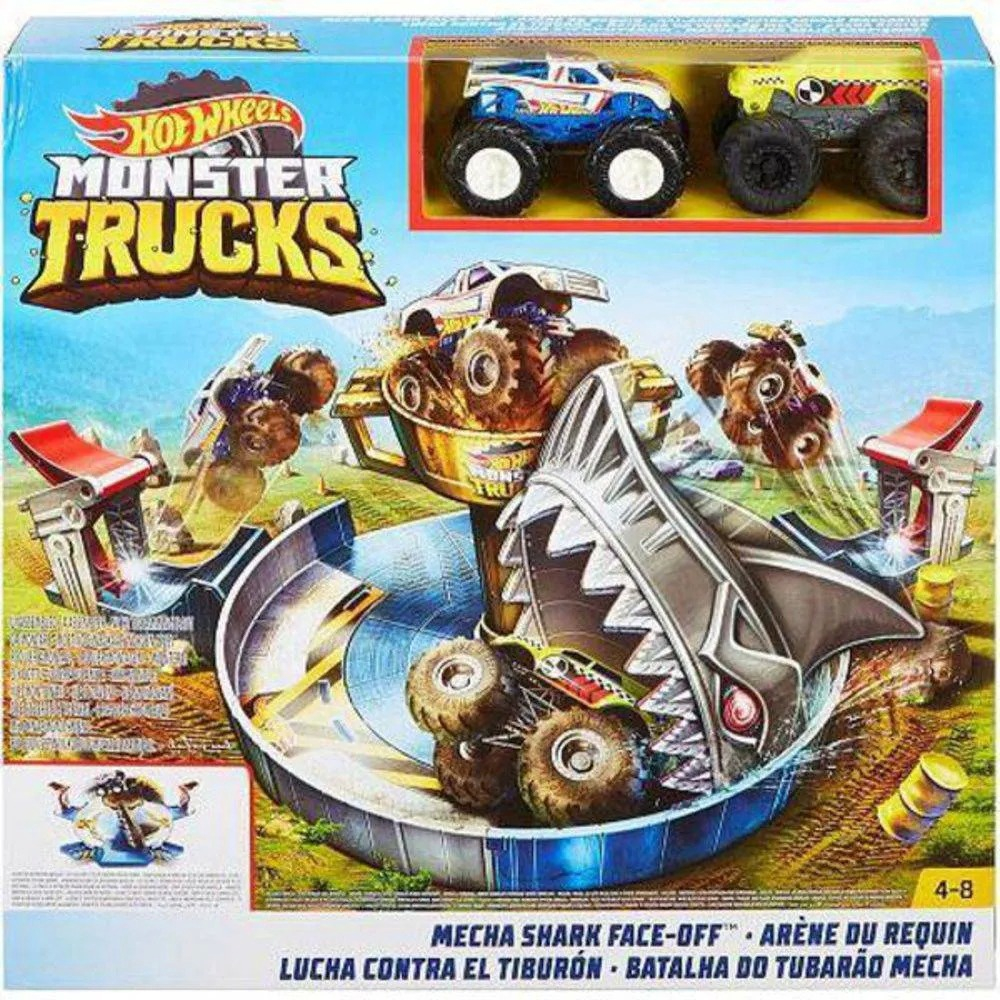 Pista Hot Wheels Monster Truck Batalha Do Tubarão Mecha em