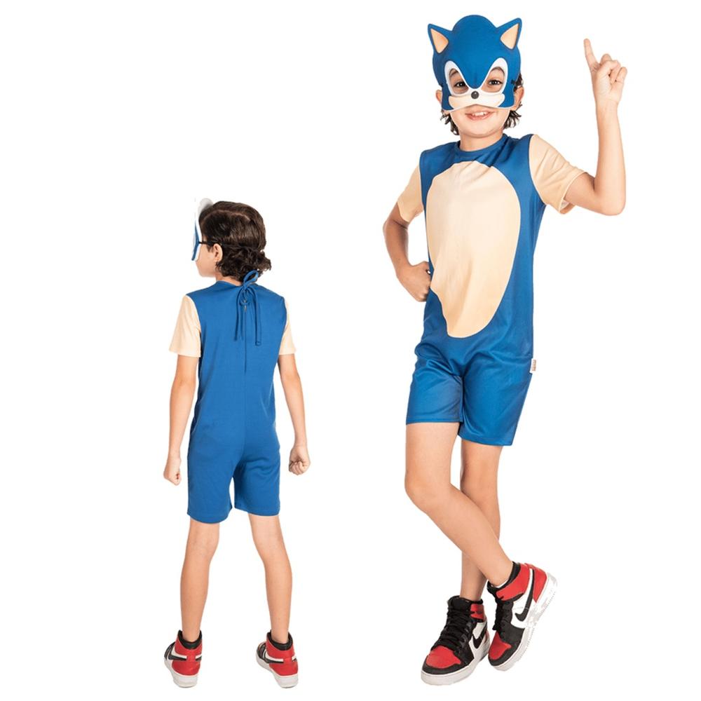 Fantasia Infantil Sonic The HedgeHog com Máscara Pop Curto