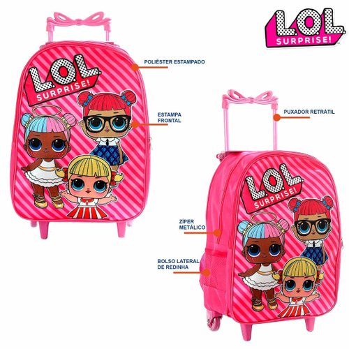 Kit Mochila Escolar Infantil LOL BFFS 4 Eva Com Rodinhas - Chic