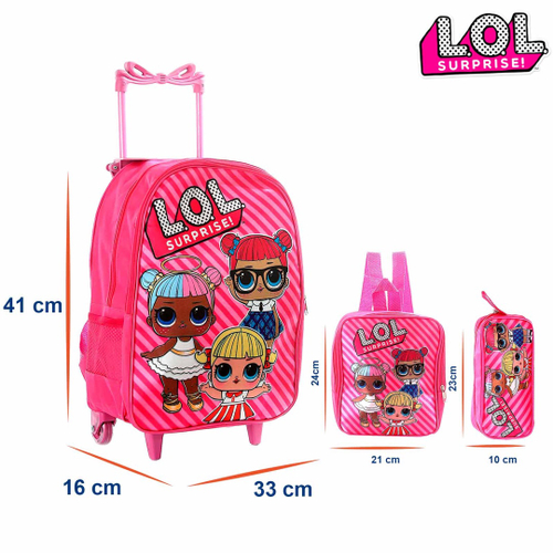 Kit Mochila Escolar Infantil LOL BFFS 4 Eva Com Rodinhas - Chic