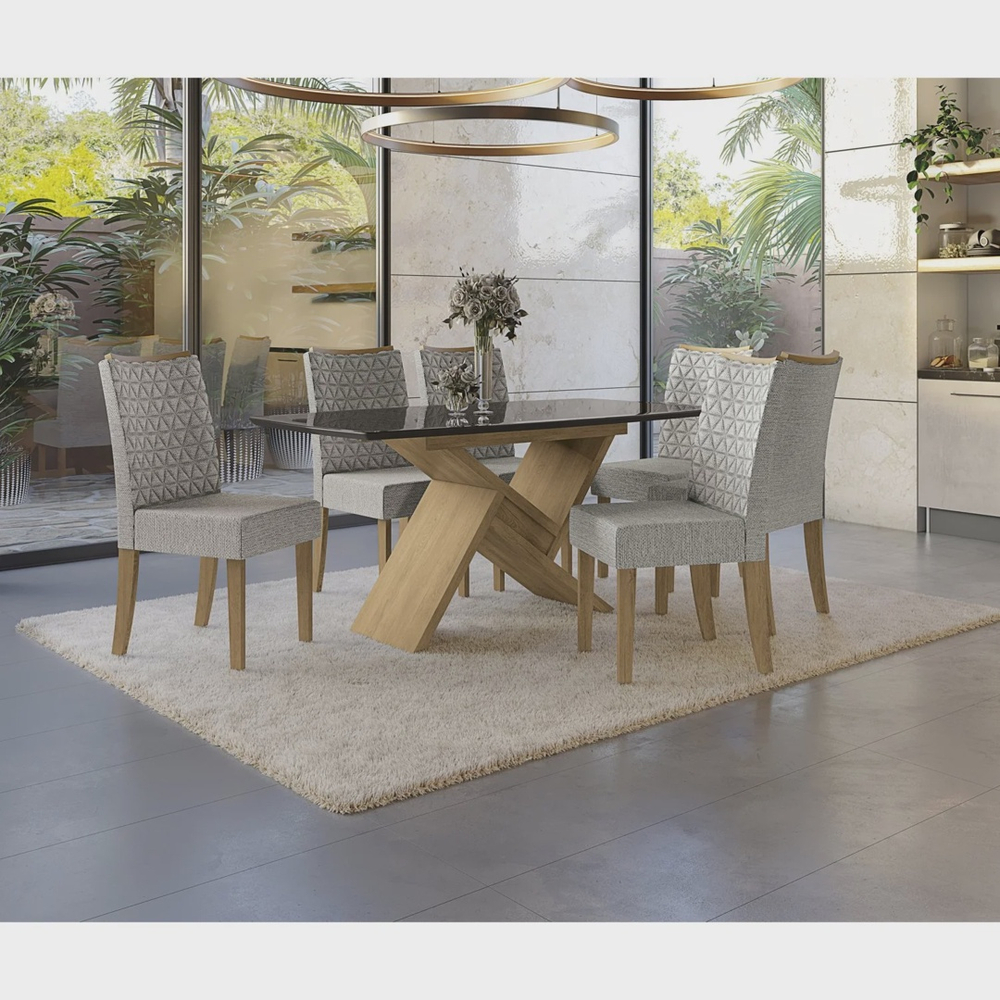 Conjunto de jantar 6 cadeiras Kappesberg Mesa 170 x 90 cm