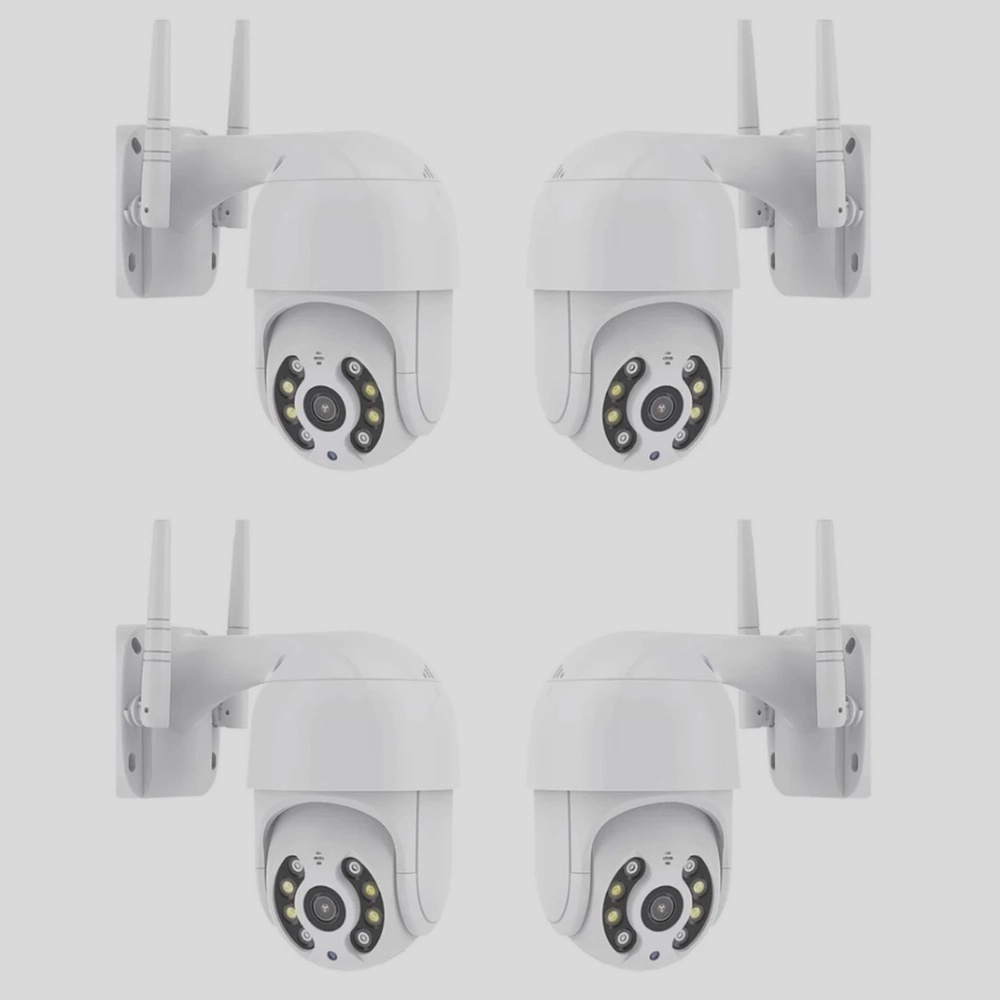 Kit 4 Câmera ip Rotativa Icsee Dome Gira 320º Resistente a água Externa