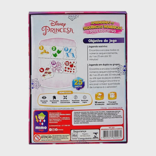 Jogo Educativo - Aprendendo as Sequências Numéricas - Disney - Princesa -  25 Peças - Mimo