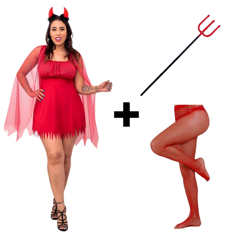 Como fazer uma fantasia de diabo para o Halloween  Fantasia de diabo,  Fantasia plus size, Fantasias adulto