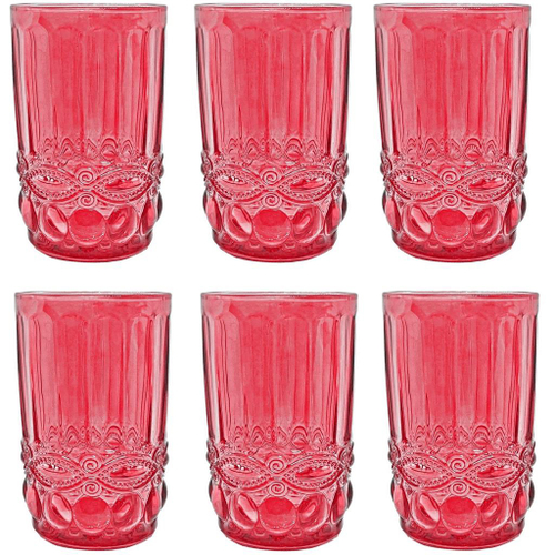 Jogo Copos Altos 340ml 6 Peças De Vidro Vermelho Laço Verre - Mimo Style em  Promoção na Americanas