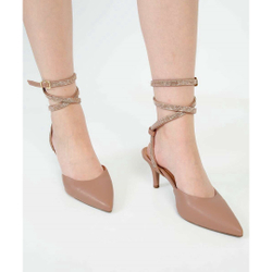 Menor preço em Scarpin Feminino Slingback Salto Fino Strass Vizzano