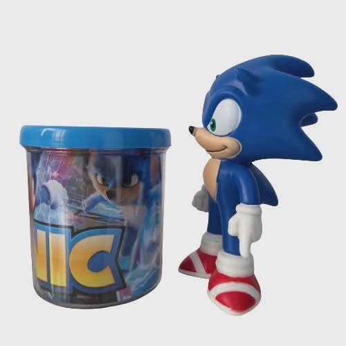 Boneco Sonic Azul Pequeno com Caneca Personalizada