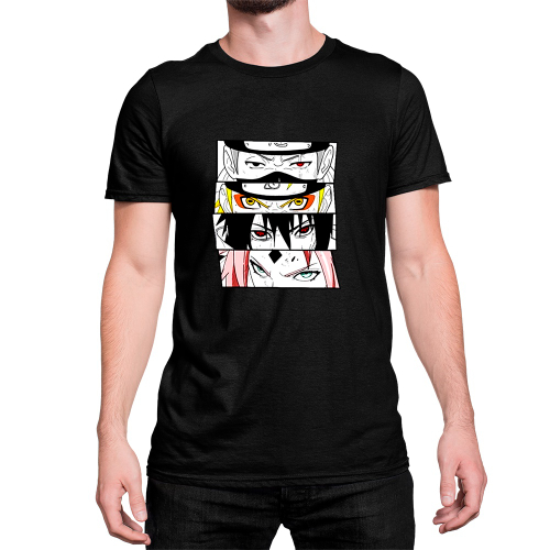 Camiseta Masculina Anime Naruto Olhos Personagens Desenho