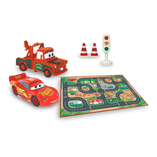 Kit 2 Carrinhos c/ Pista de Corrida McQueen e Cruz - Toyng