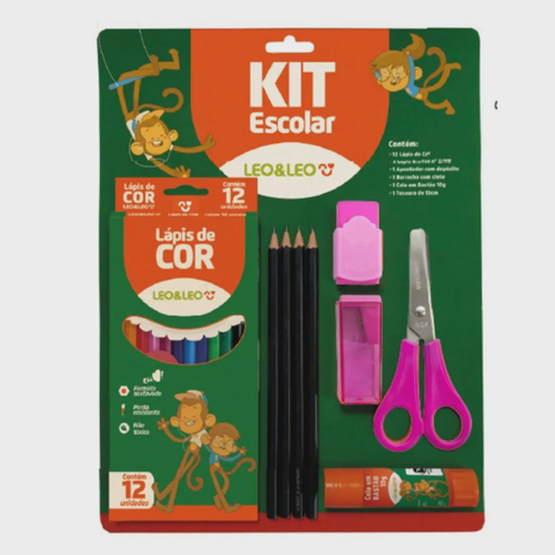 Kit Escolar Game HB com 4 peças - Leonora - Blister - Material