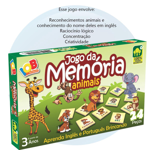 2 Jogos Educativos - Jogo da Memória Animais Inglês e Portugues 24