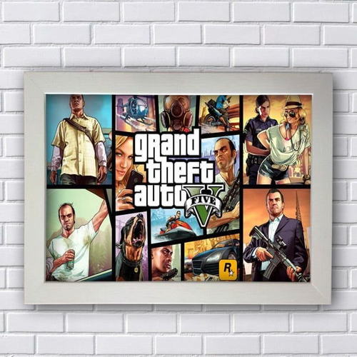 Quadro Decorativo A3 GTA V FIVE, GAMER, games, jogo