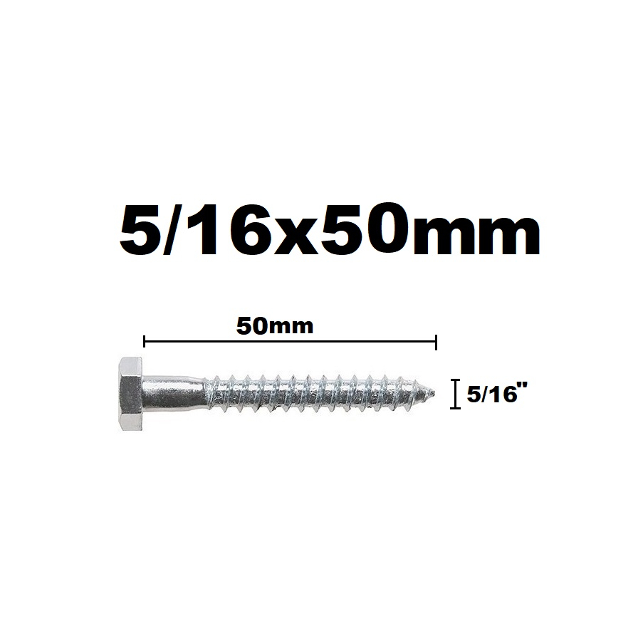 Kit 100 Unidades Parafuso Sextavado 5 16x50 Rosca Soberba Submarino