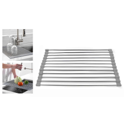 Escorredor de Louças Esteira Para Pia Multiuso Flex Aço Inox 43x30 cm - Em Casa Tem Menor preço em Escorredor de Louças Esteira Para Pia Multiuso Flex Aço Inox 43x30 cm - Em Casa Tem