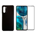 Kit Capa Silicone Aveludada Preta Moto G52 + Pelicula 3D